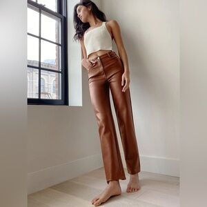 Wilfred Aritzia Brown Vegan Leather Pants Size 16 | NWOT Condition
